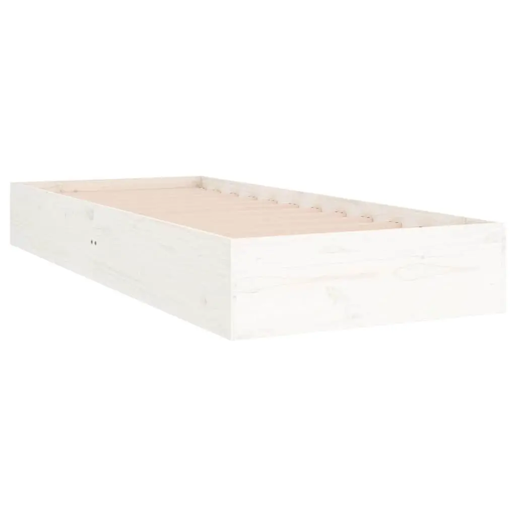 Single Bed Frame Solid Pine Wood Slatted Base 90x190 cm White Modern