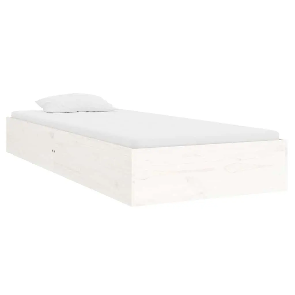 Single Bed Frame Solid Pine Wood Slatted Base 90x190 cm White Modern