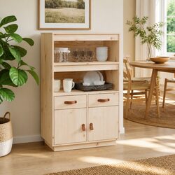Highboard Storage Cabinet in Solid Pine Wood