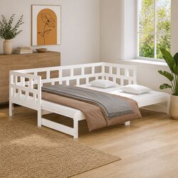 Day Bed Frame Sofa Bed in White Solid Pine 2x90x190cm
