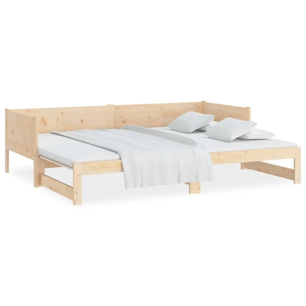 Day Bed Convertible Sofa Solid Wood Pine Frame 90x190cm Brown