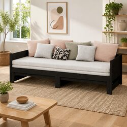 Convertible Black Wooden Day Bed Sofa Frame 90x190cm