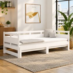 Pull-Out Day Bed Frame with Trundle White 90x190cm
