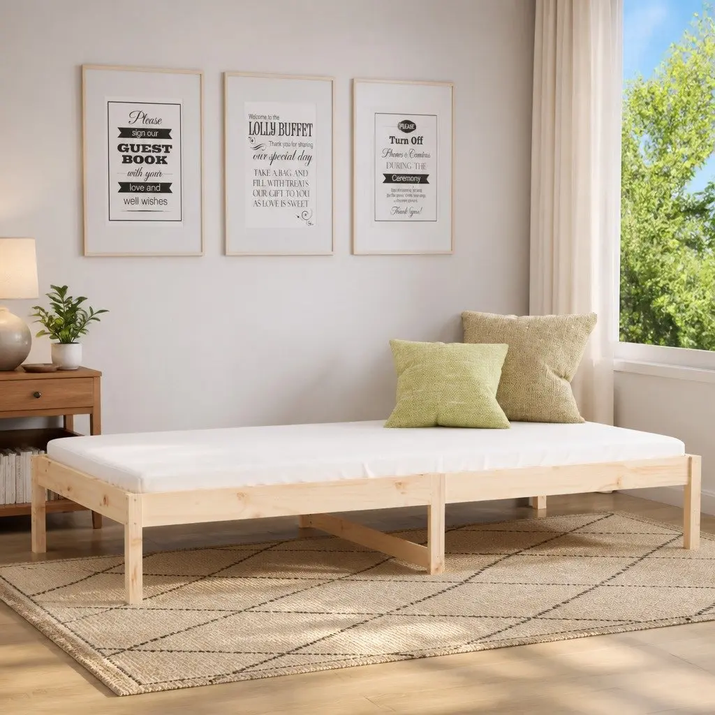 Day Bed Frame Solid Pine Wood Slatted Base 90x190 cm Brown