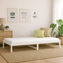 Day Bed Frame in White 90x190cm Solid Pine Wood