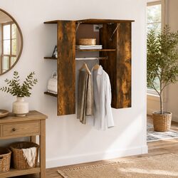 Engineered Wood Hallway Cabinet with Shelves and Clothes Rail