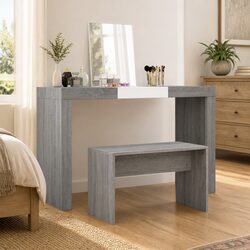 Engineered Wood Dressing Table Stool in Grey Sonoma