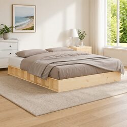 150x200 cm Bed Frame in Solid Pine Wood with Slats