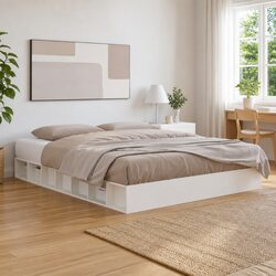White Solid Pine Wood Bed Frame 150x200 cm