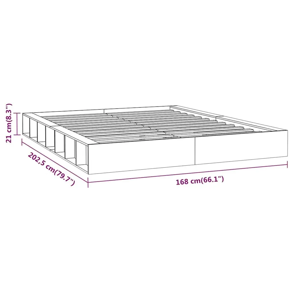 Bed Frame Solid Pine Wood Slatted Base Low Profile 150x200 cm White
