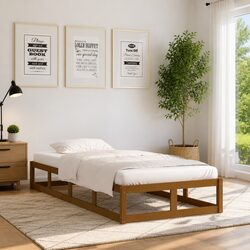 Brown Solid Wood Bed Frame 100x200 cm for Singles