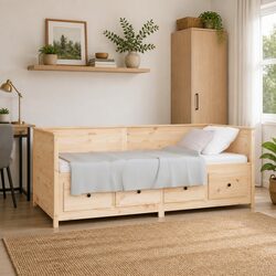 Day Bed 80x200 cm Solid Pine Wood with Storage Drawers