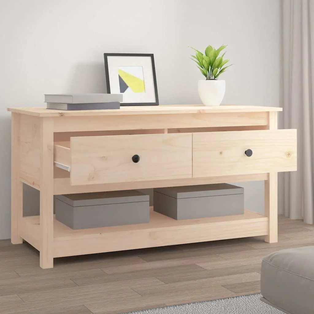 Coffee Table Solid Pine Wood with Storage Drawers Open Shelf Brown 102x49x55cm