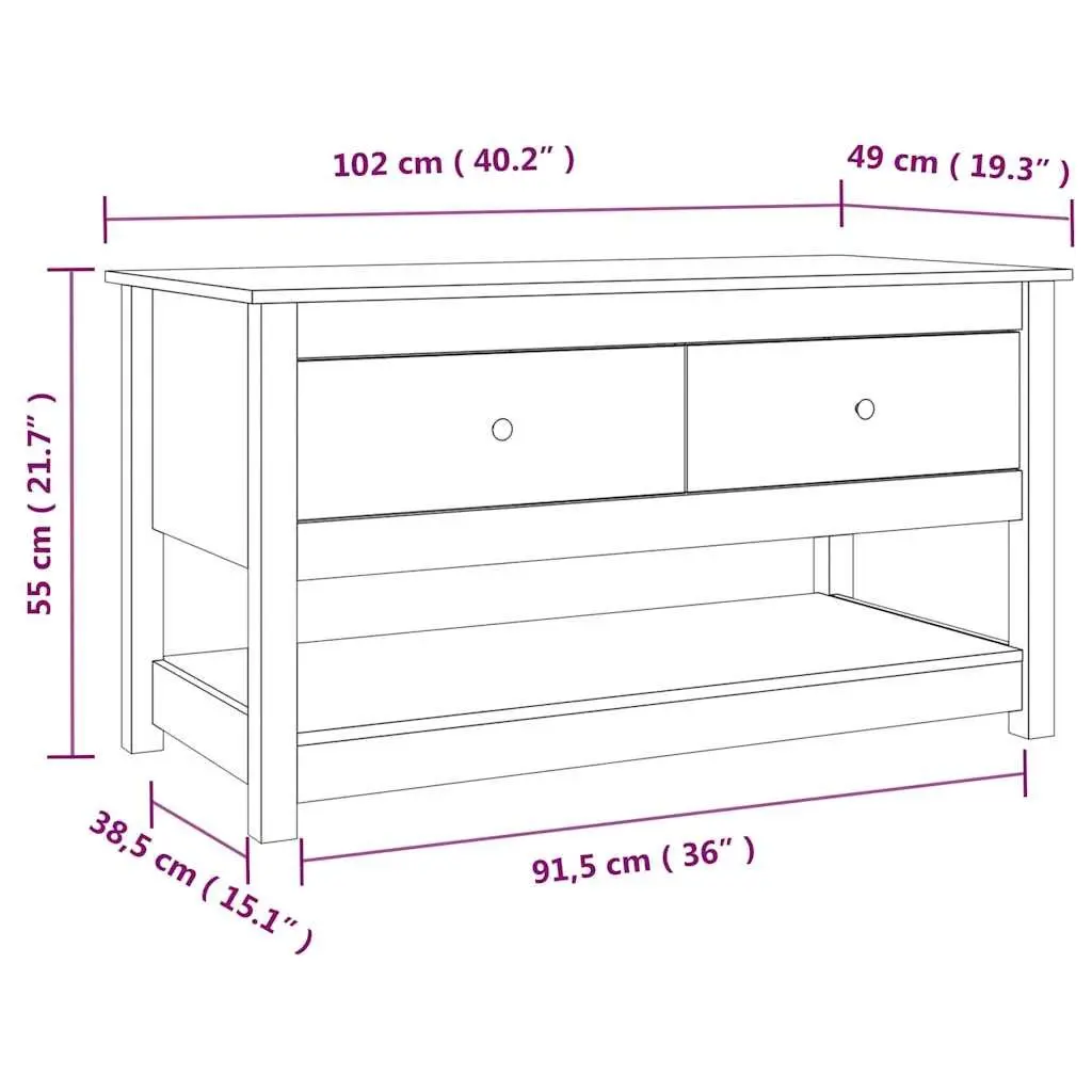 Coffee Table Solid Pine Wood with Storage Drawers Open Shelf Brown 102x49x55cm