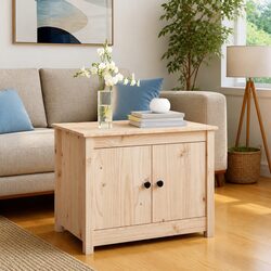 Solid Pine Wood Coffee Table with 4 Storage Compartments