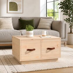 Coffee Table with 2 Drawers in Solid Pine Wood