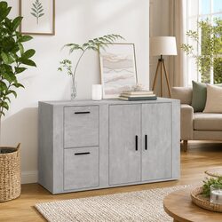 Grey Engineered Wood Sideboard Storage Cabinet