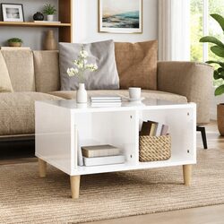 Coffee Table with Open Storage 60x50x36.5 cm in White Gloss