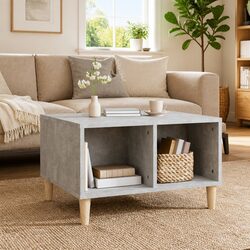 Grey Coffee Table with Storage - Engineered Wood 60x50x36.5 cm