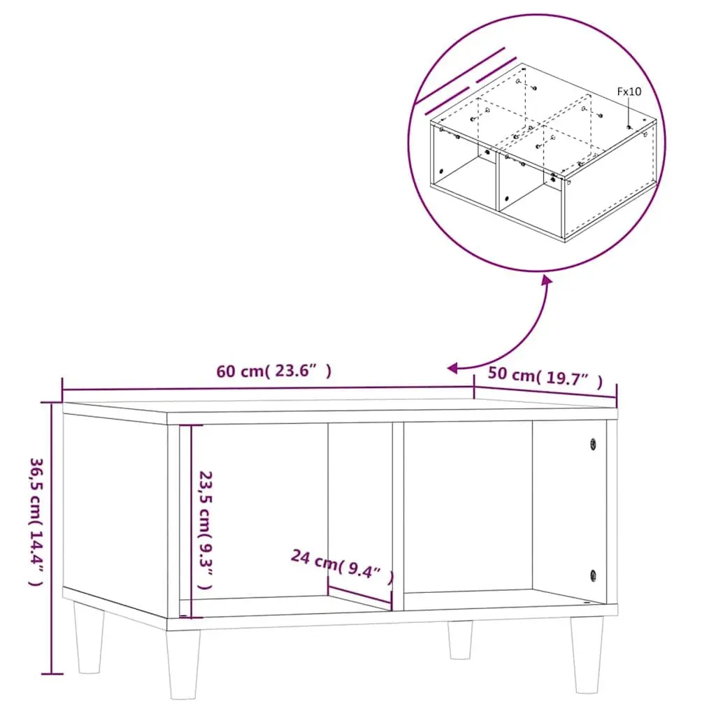 Coffee Table with Storage Compartments 60 x 50 x 36.5 cm Grey
