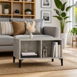 Industrial Grey Coffee Table with Open Compartments