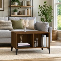 Coffee Table 60x50x36.5cm in Brown Oak with Open Storage