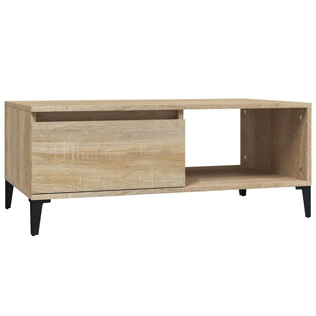 Coffee Table Storage Drawer Open Compartment Engineered Wood Brown