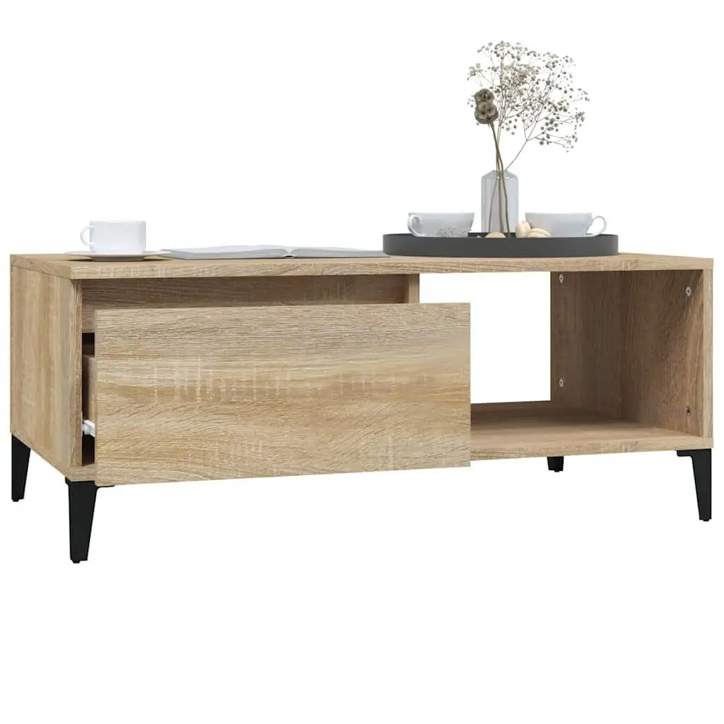 Coffee Table Storage Drawer Open Compartment Engineered Wood Brown