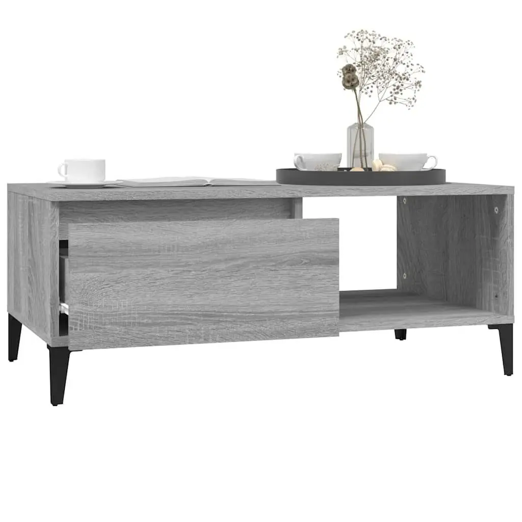 Coffee Table Storage Drawer Open Compartment Grey