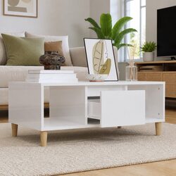 High Gloss White Coffee Table with Engineered Wood Structure
