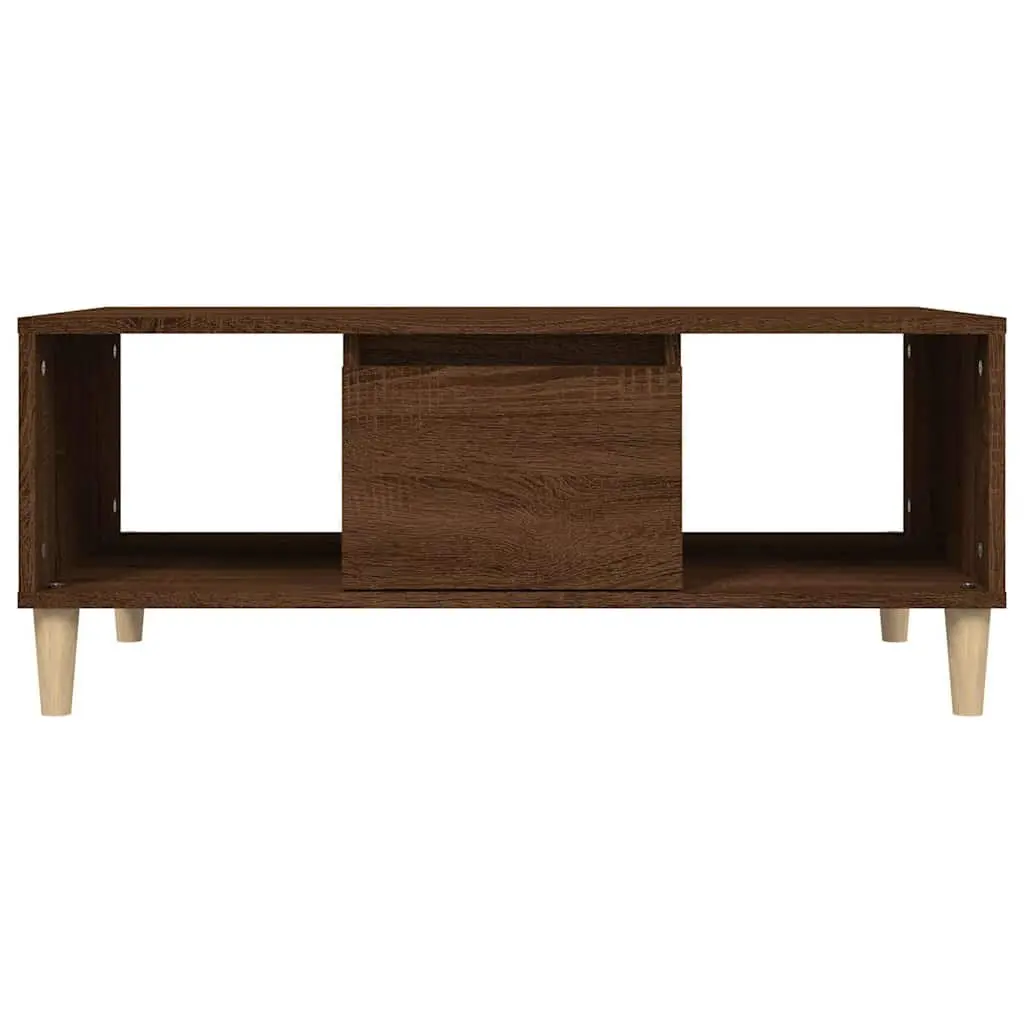 Coffee Table Brown 90x50x36.5cm Open Compartments Drawer Storage