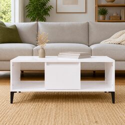 Coffee Table with Engineered Wood and Metal Feet