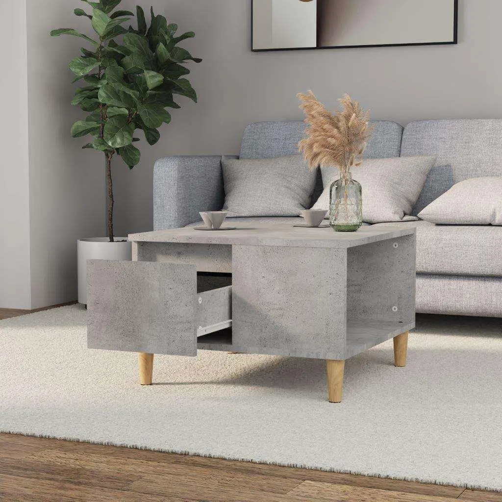 Coffee Table with Storage Drawer Open Compartment 55x55x36.5cm Grey