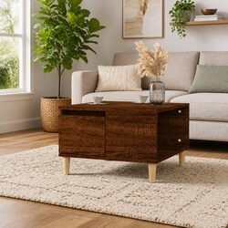 Coffee Table 55x55x36.5 cm in Brown Oak with Drawer