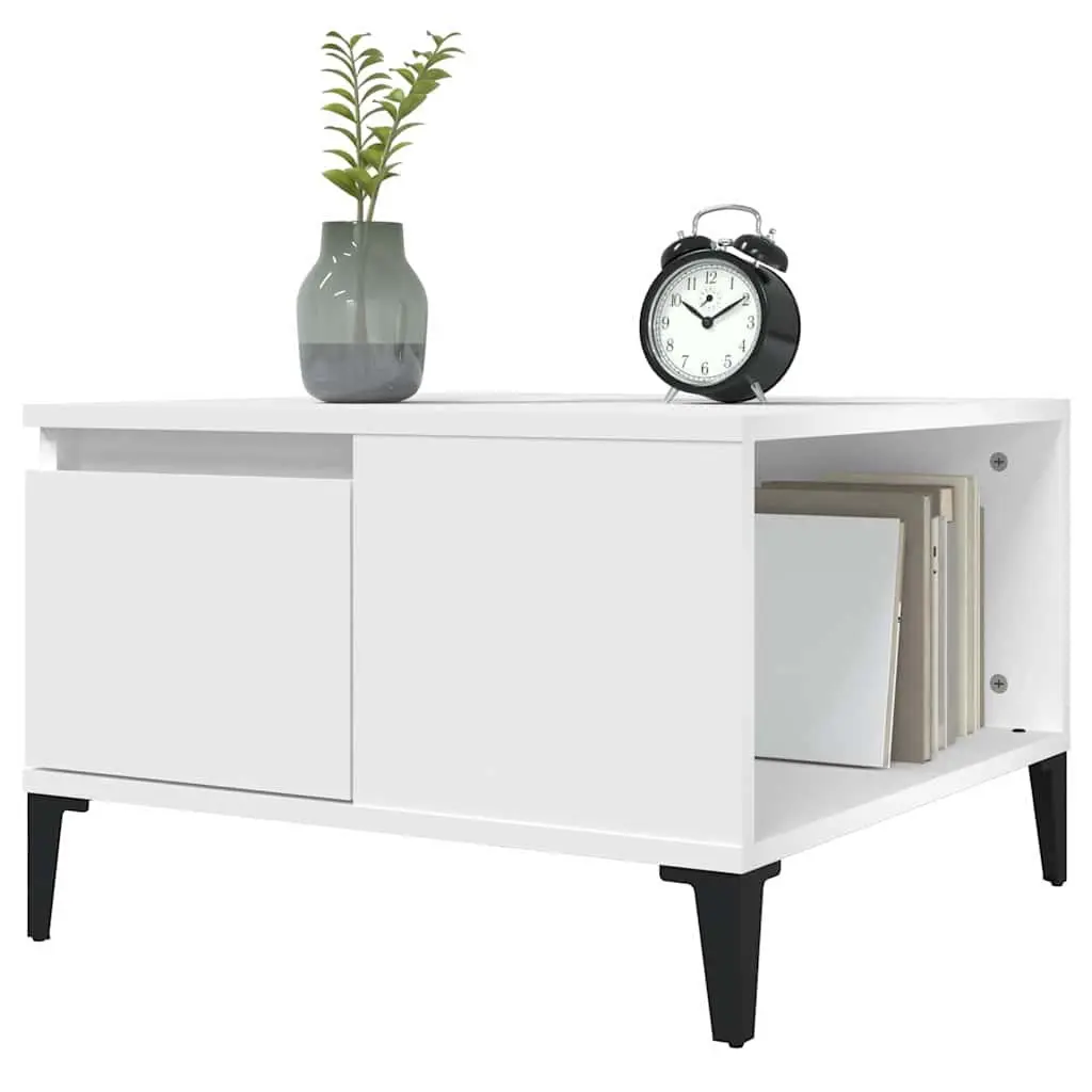 Coffee Table with Storage Drawer Open Compartment 55x55x36.5 cm White