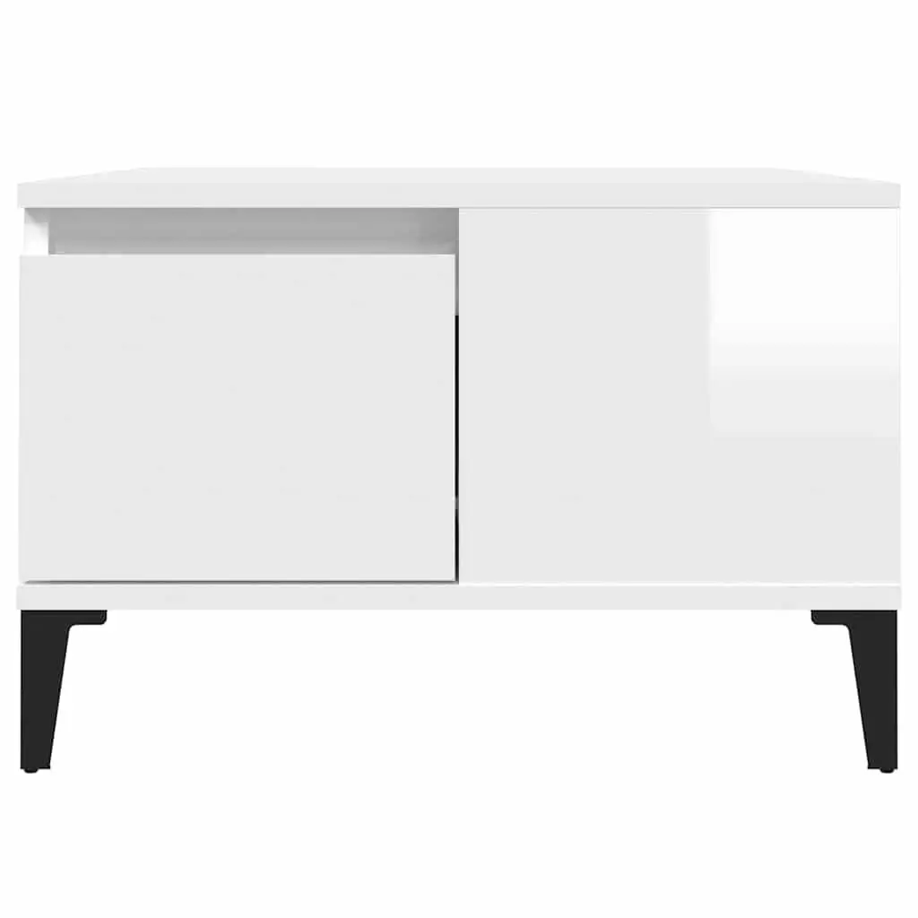 Coffee Table High Gloss White Storage Compartment Drawer Modern Living Room