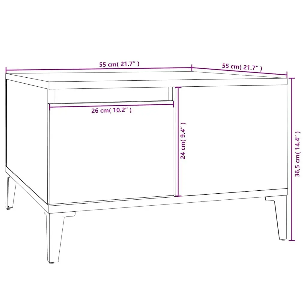 Coffee Table High Gloss White Storage Compartment Drawer Modern Living Room