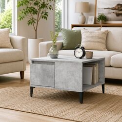 Engineered Wood Coffee Table with Drawer, Grey Finish