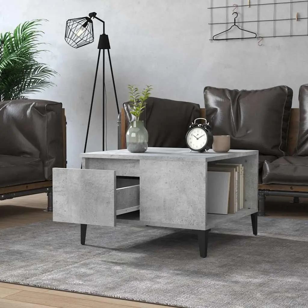Coffee Table with Drawer Storage Engineered Wood Grey 55x55x36.5cm