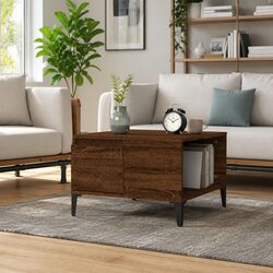 Coffee Table in Brown Oak 55x55x36.5 cm with Drawer
