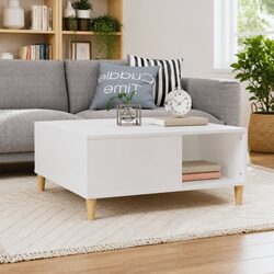 White Engineered Wood Coffee Table with Storage Dimensions