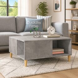 Compact Grey Coffee Table with Storage 80x80x36.5 cm