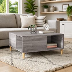 Grey Sonoma Coffee Table with Storage Compartments 80x80x36.5cm