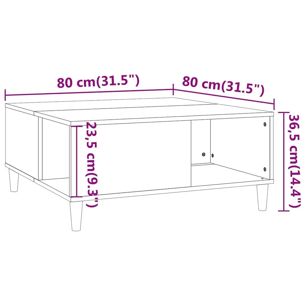 Coffee Table with Storage Compartments 80x80x36.5cm Grey