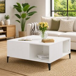 White Coffee Table with Storage Compartment Specifications