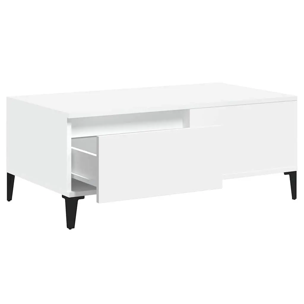 Coffee Table with Storage Drawer White 90x50cm Engineered Wood