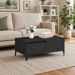 Black Coffee Table with Drawer 90L x 50W x 36.5H cm