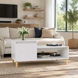 Engineered Wood Coffee Table in High Gloss White Finish