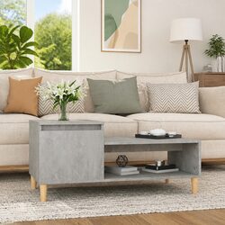 Coffee Table in Grey Engineered Wood with Storage and Shelf