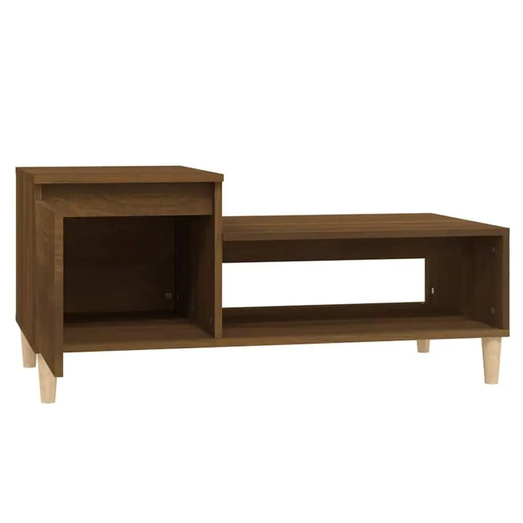 Engineered Wood Coffee Table Brown Oak Storage Compartment 100x50x45cm Living Room Furniture